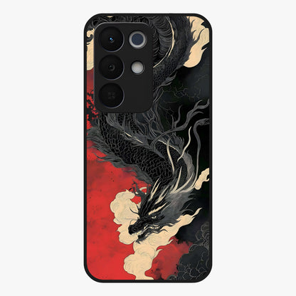 Shadow Dragon Fury Glass Case showing flat back view with fierce dragon artwork and glossy glass finish.