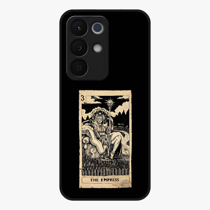 The Empress Glass Case showing flat back view with regal feminine artwork and glossy glass finish.