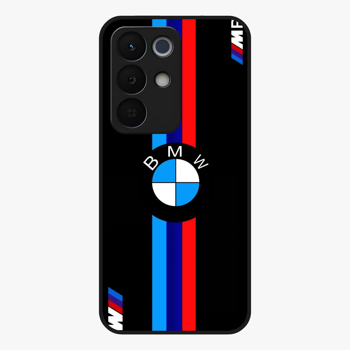 Turbo BMW Beast Glass Case showing flat back view with high performance sports car artwork and glossy glass finish.