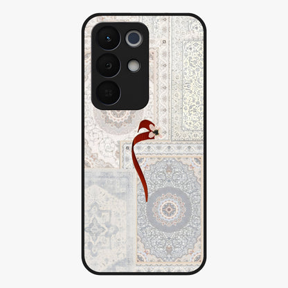 White Aesthetic Bow Glass Case showing flat back view with minimal bow artwork and glossy glass finish.