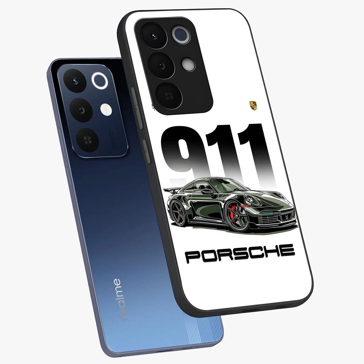 911 Turbo Dominance Glass Case displayed in premium angled mockup highlighting sporty car illustration and sleek glass surface.