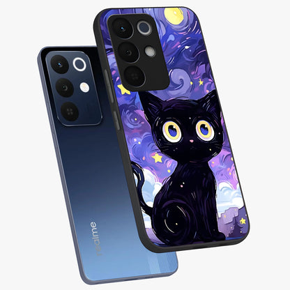 Abstract Cat Art Glass Case displayed in angled mockup highlighting modern abstract cat artwork and sleek glass surface.