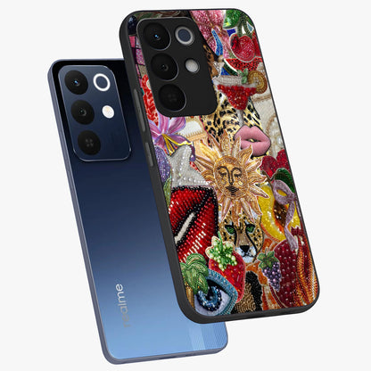 Beaded Fashion Jungle Glass Case displayed in angled mockup highlighting colorful fashion bead design and artistic pattern.