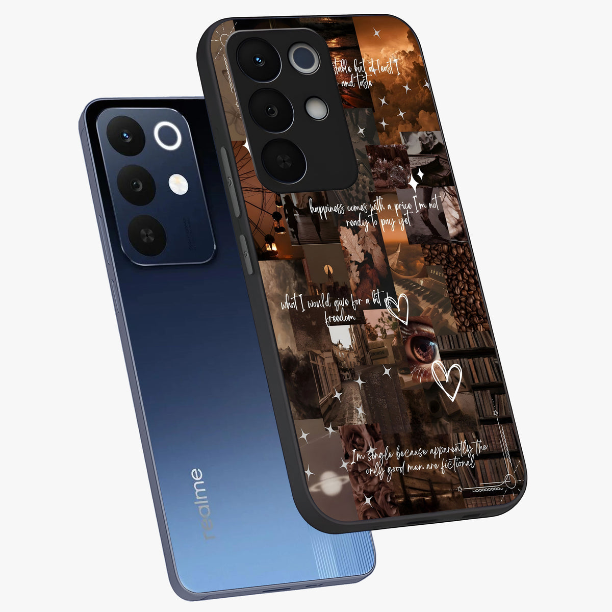 Bittersweet Aesthetic Chaos Glass Case displayed in angled mockup highlighting expressive abstract artwork and edgy aesthetic theme.