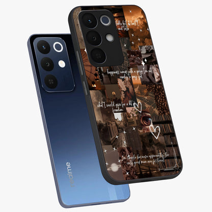 Bittersweet Aesthetic Chaos Glass Case displayed in angled mockup highlighting expressive abstract artwork and edgy aesthetic theme.