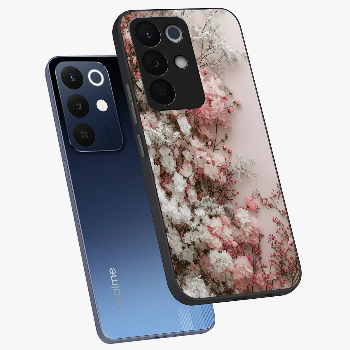 Blush Blossom Cloud Glass Case displayed in angled mockup highlighting soft cloud and blossom design with pastel aesthetic.