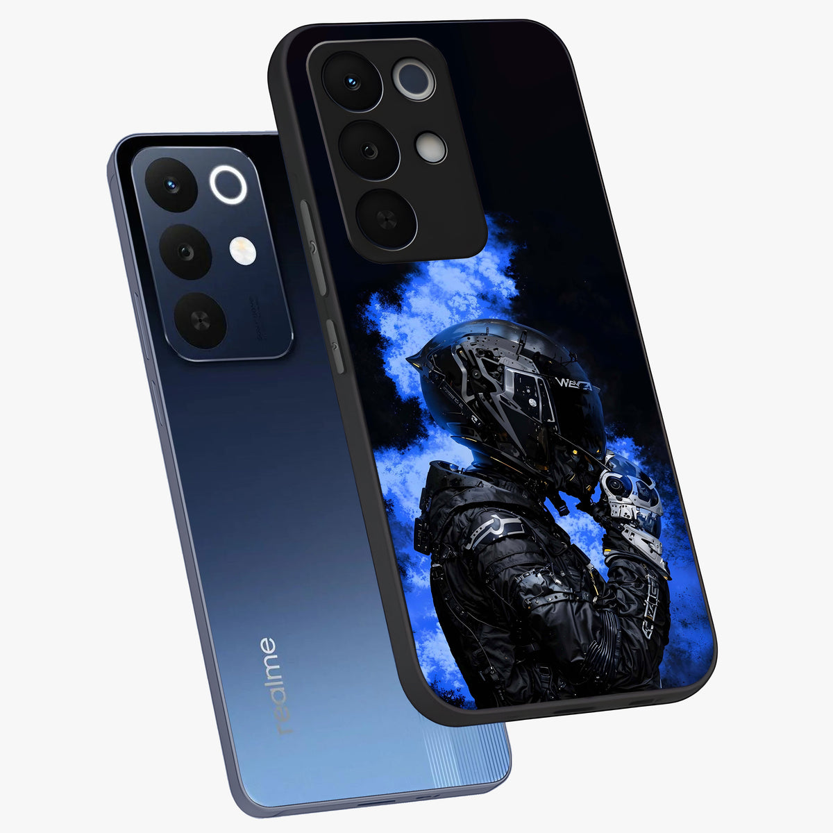 Cyber Sentinel Protocol Glass Case displayed in angled mockup highlighting digital cyber design with sci-fi aesthetic style.