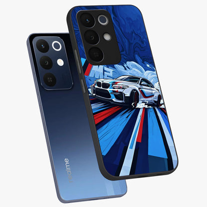 Drift Power Rush Glass Case displayed in angled mockup highlighting powerful drift car design with sporty aesthetic style.