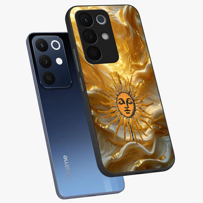 Eternal Golden Glow Glass Case displayed in angled mockup highlighting glowing golden aesthetic design with elegant style.