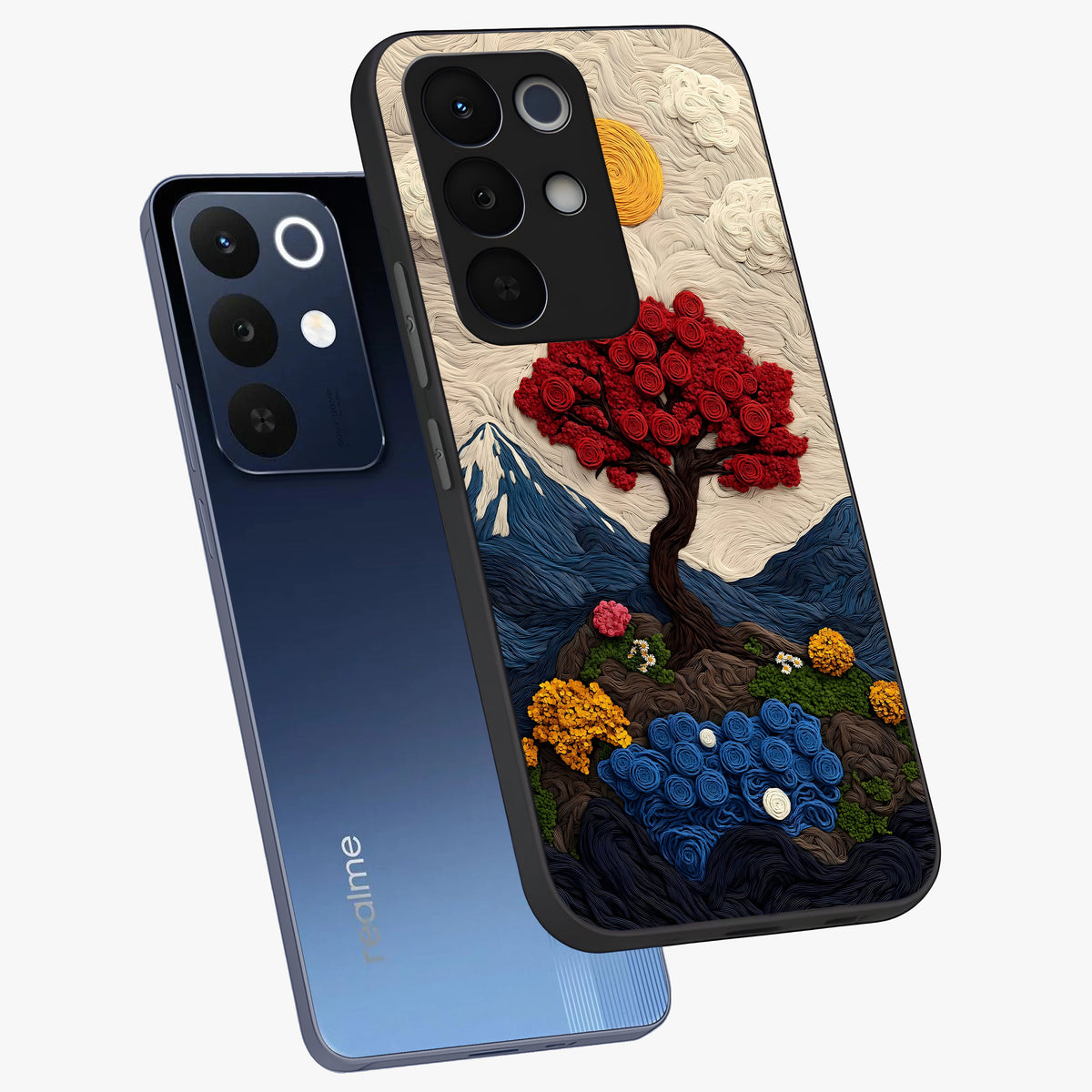 Eternal Nature Tapestry Glass Case displayed in angled mockup highlighting detailed botanical pattern with artistic aesthetic.