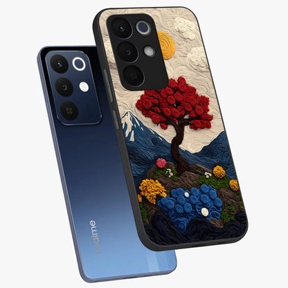 Eternal Nature Tapestry Glass Case displayed in angled mockup highlighting detailed botanical pattern with artistic aesthetic.