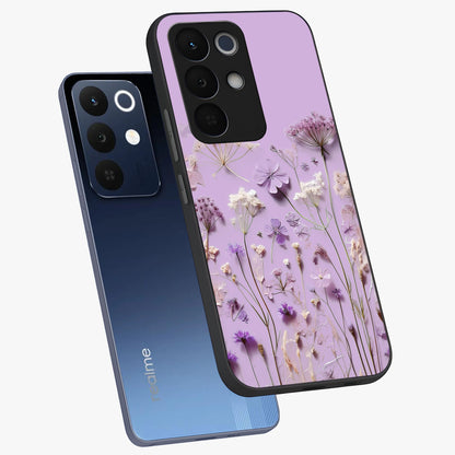 Lavender Blossom Dream Glass Case displayed in angled mockup highlighting dreamy lavender flower design with calming aesthetic style.