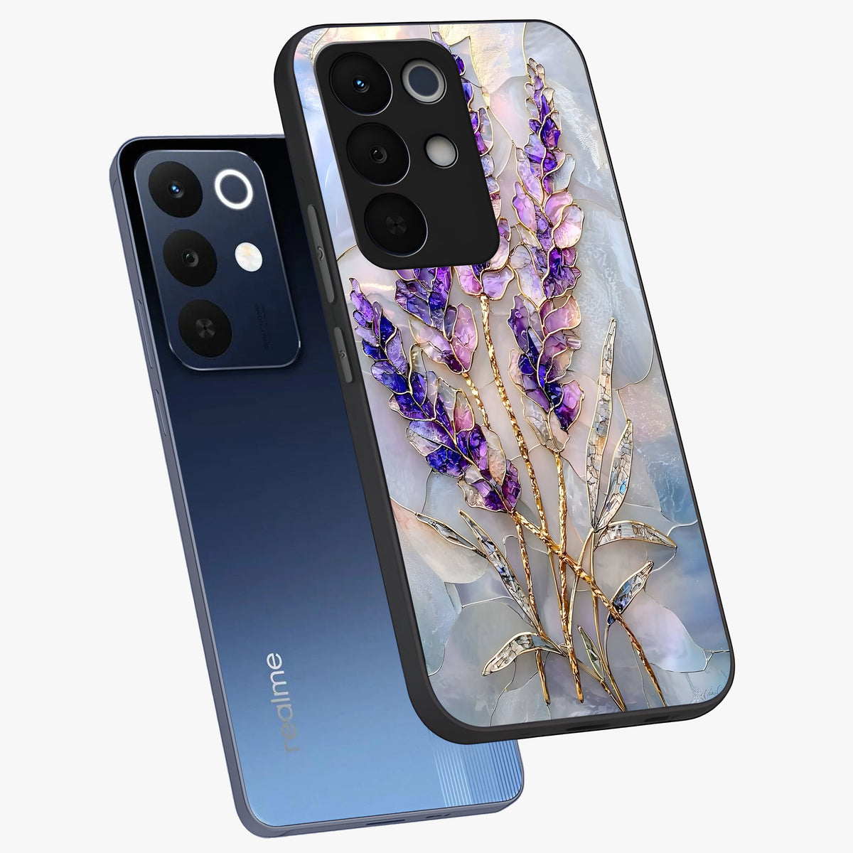 Lavender Dream Glow Glass Case displayed in angled mockup highlighting dreamy purple glow design with soft artistic style.