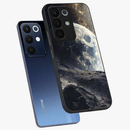 Lunar Horizon Glow Glass Case displayed in angled mockup highlighting celestial moon design with dreamy night aesthetic.