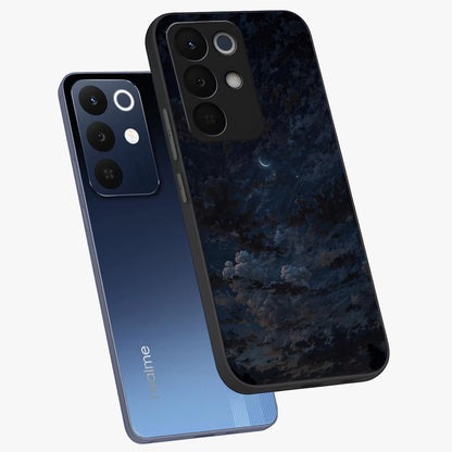 Lunar Veil Silence Glass Case displayed in angled mockup highlighting soft lunar design with peaceful celestial aesthetic.