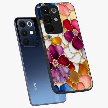 Marble Flower Pattern Glass Case displayed in angled mockup highlighting elegant marble floral design with modern aesthetic.