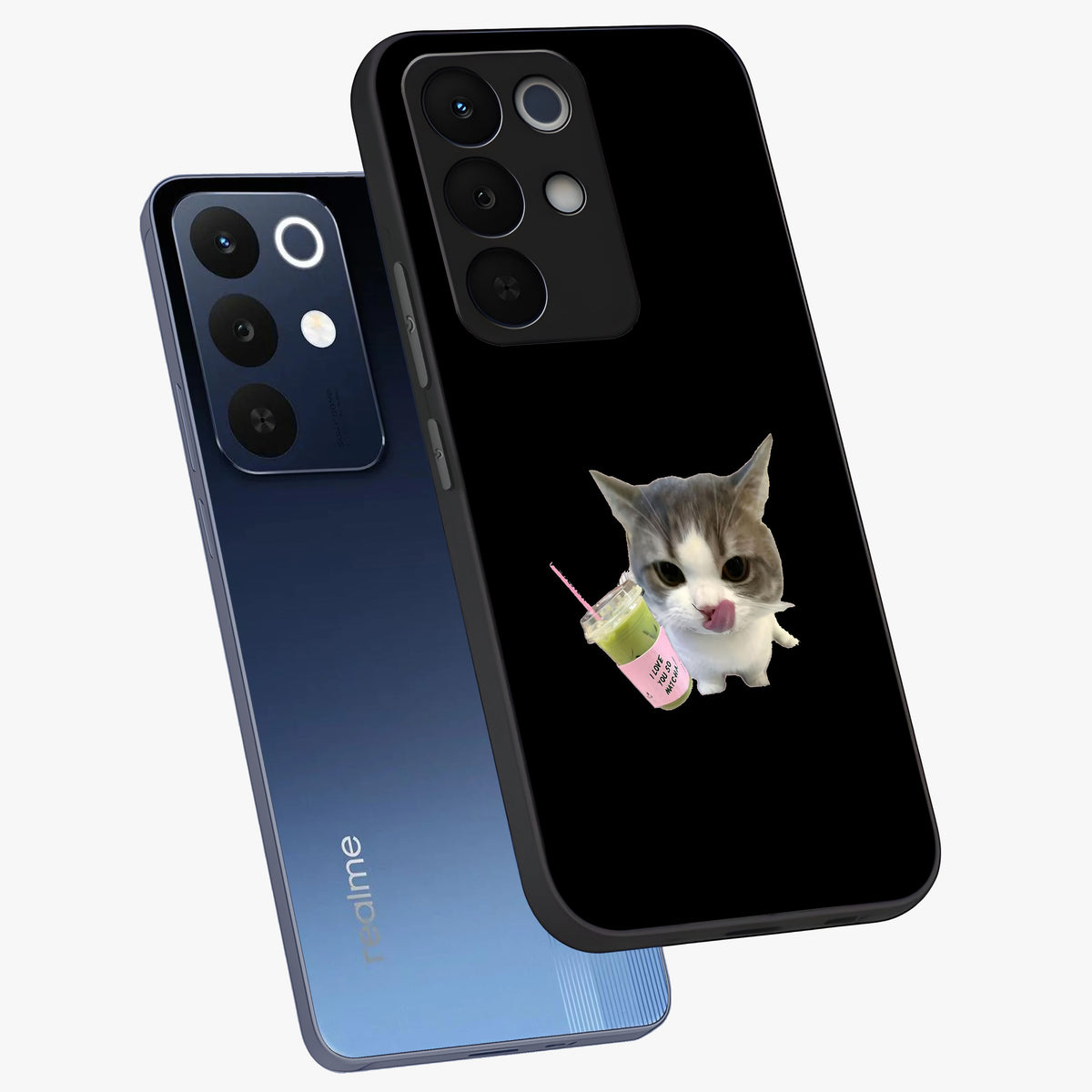 Matcha Cat Style Glass Case displayed in angled mockup highlighting playful feline design with pastel matcha aesthetic.