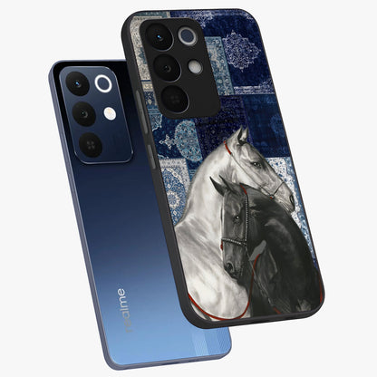 Midnight Stallion Blues Glass Case displayed in angled mockup highlighting powerful stallion illustration with deep midnight tones.