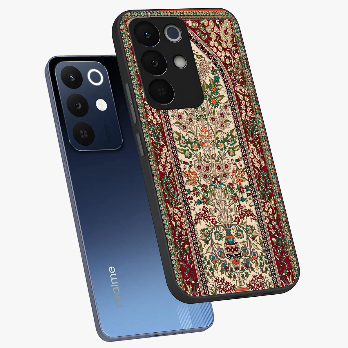Persian Inspired Glass Case displayed in angled mockup highlighting intricate traditional design with elegant cultural aesthetic.