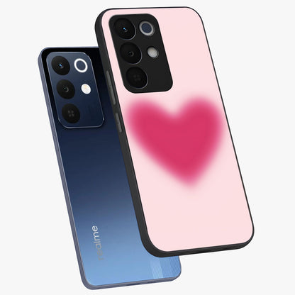 Pink Aura Heart Glass Case displayed in angled mockup highlighting vibrant pink heart design with dreamy aura aesthetic.