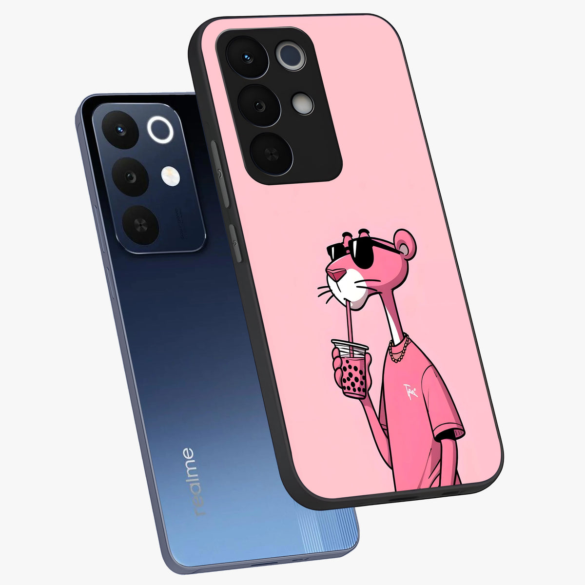 Pink Panther Glass Case displayed in angled mockup highlighting playful cartoon character design with vibrant pink aesthetic.
