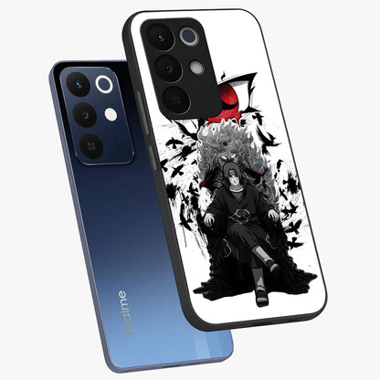 Uchiha Shadow Throne Glass Case displayed in angled mockup highlighting glowing aquatic design with celestial aesthetic.