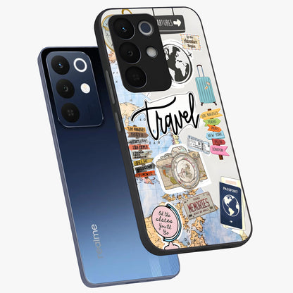 Wanderlust Journal Glass Case displayed in angled mockup highlighting adventure themed design with aesthetic travel vibe.