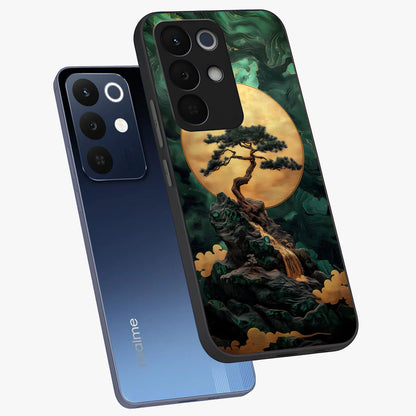Zen Moon Rise Glass Case displayed in angled mockup highlighting peaceful lunar design with zen aesthetic style.