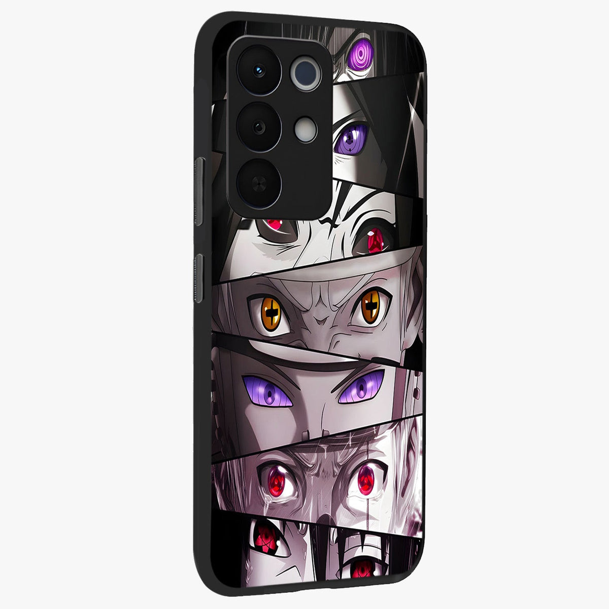 Eyes of Destiny Glass Case upright view showcasing symbolic eye artwork with dramatic artistic theme.