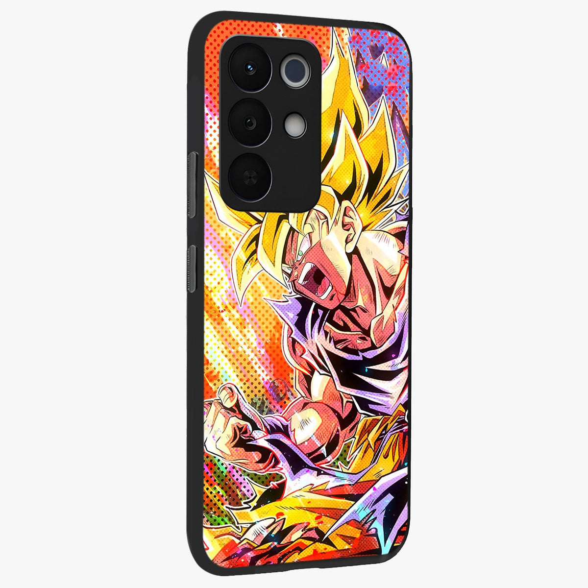 Firing Goku Glass Case upright view showcasing energetic anime artwork with bold warrior theme.