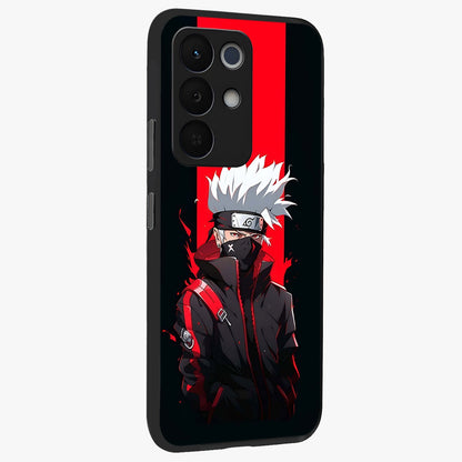 Kakashi Scarlet Shadow Glass Case upright view showcasing intense anime ninja artwork with dark action theme.