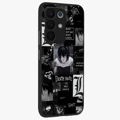 Midnight Chaos Mind Glass Case upright view showcasing expressive abstract artwork with bold dark theme.