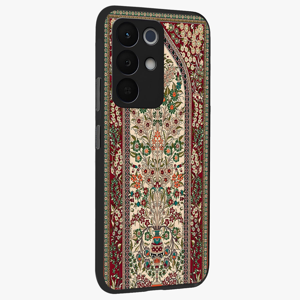 Persian Inspired Glass Case upright view showcasing decorative Persian artwork with rich heritage theme.