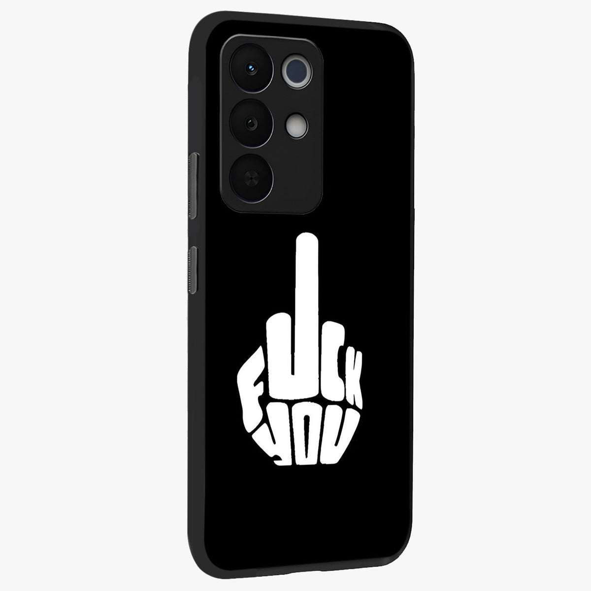 Rebel Mode On Glass Case upright view showcasing striking statement artwork with bold rebellious theme.