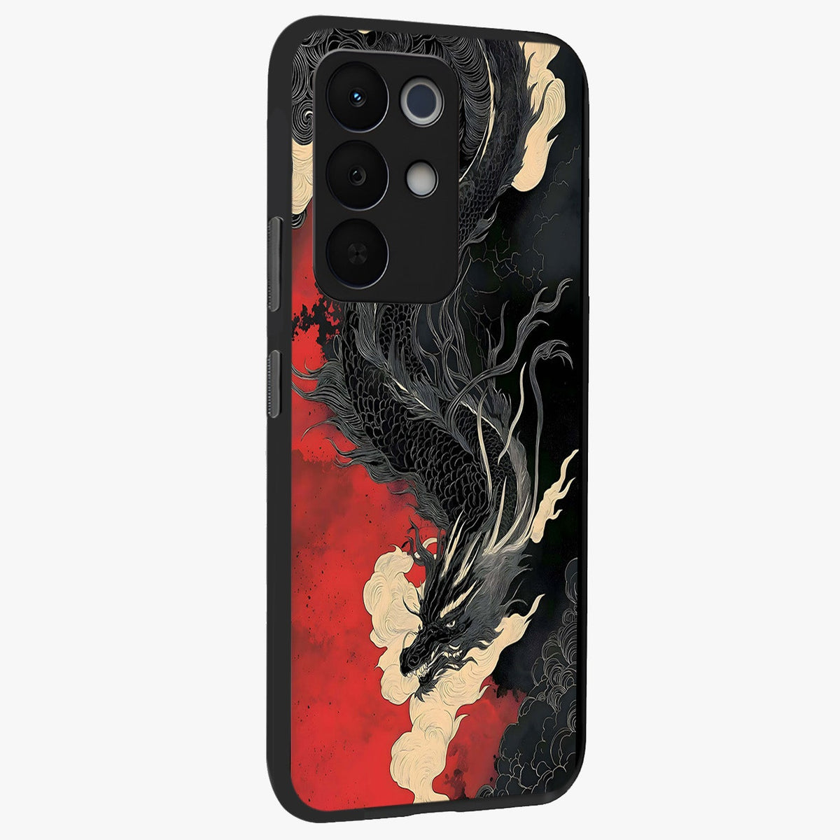 Shadow Dragon Fury Glass Case upright view showcasing intense dragon artwork with dramatic shadow theme.
