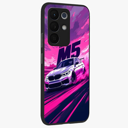 Velocity Drift Pulse Glass Case upright view showcasing powerful racing artwork with energetic motorsport theme.