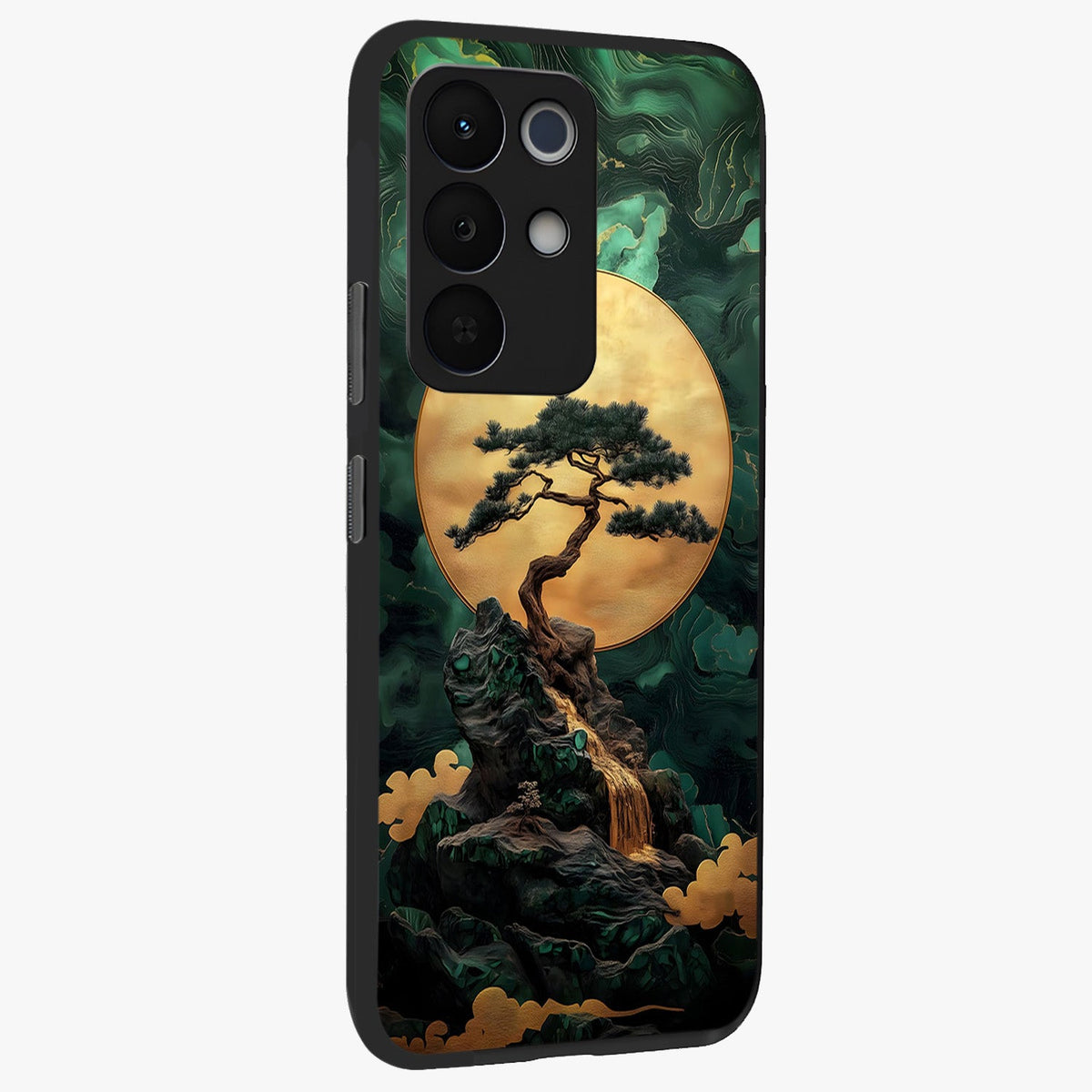 Zen Moon Rise Glass Case upright view showcasing serene moon artwork with tranquil night theme.