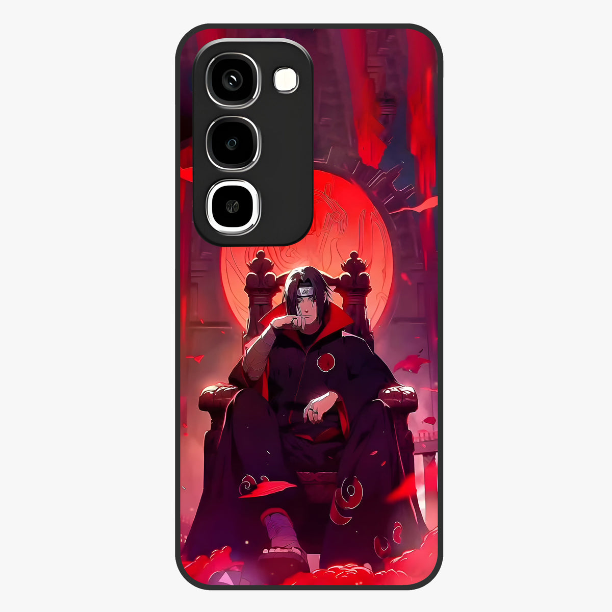 Blood Moon Sovereign Glass Case showing flat back view with mystical blood moon artwork and glossy glass finish.