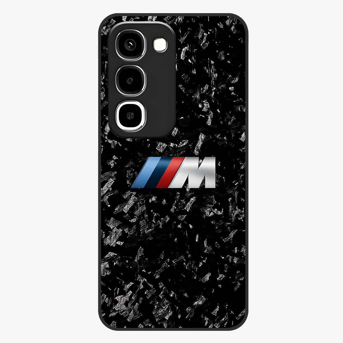 Carbon Speed Mark Glass Case showing flat back view with sporty carbon pattern artwork and glossy glass finish.