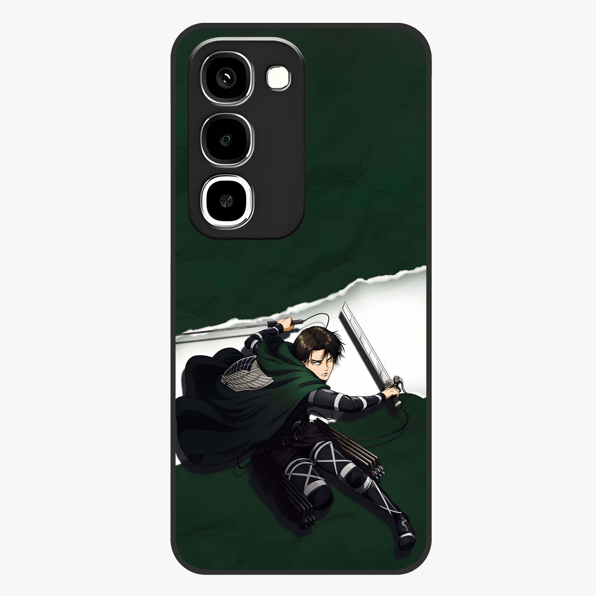 Emerald War Vanguard Glass Case showing flat back view with powerful warrior themed artwork and glossy glass finish.