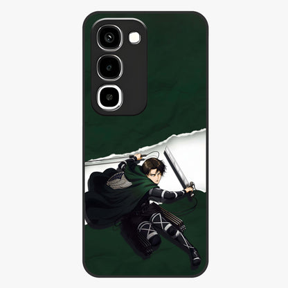 Emerald War Vanguard Glass Case showing flat back view with powerful warrior themed artwork and glossy glass finish.