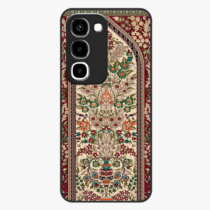 Persian Inspired Glass Case showing flat back view with ornate Persian style pattern artwork and glossy glass finish.