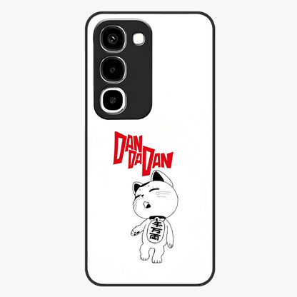Playful Spirit Charm Glass Case showing flat back view with cheerful charm themed artwork and glossy glass finish.