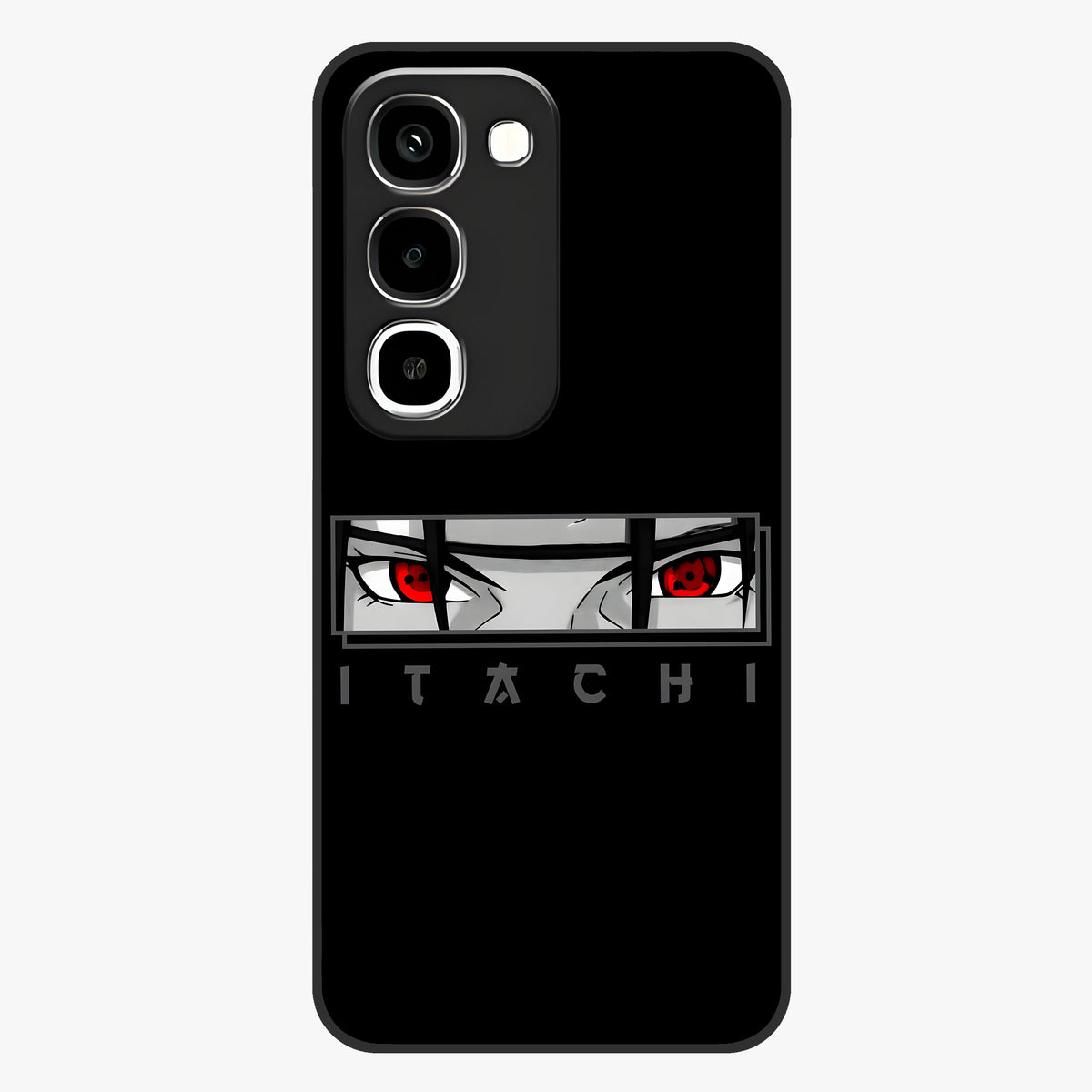 Scarlet Gaze Dominance Glass Case showing flat back view with striking red themed artwork and glossy glass finish.