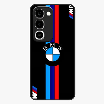 Turbo BMW Beast Glass Case showing flat back view with high performance sports car artwork and glossy glass finish.