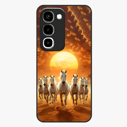 Wild Sunset Majesty Glass Case showing flat back view with majestic sunset landscape artwork and glossy glass finish.