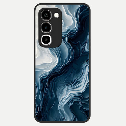 Ethereal Paper Marble Glass Case showing flat back view with soft marble paper texture artwork and glossy glass finish.