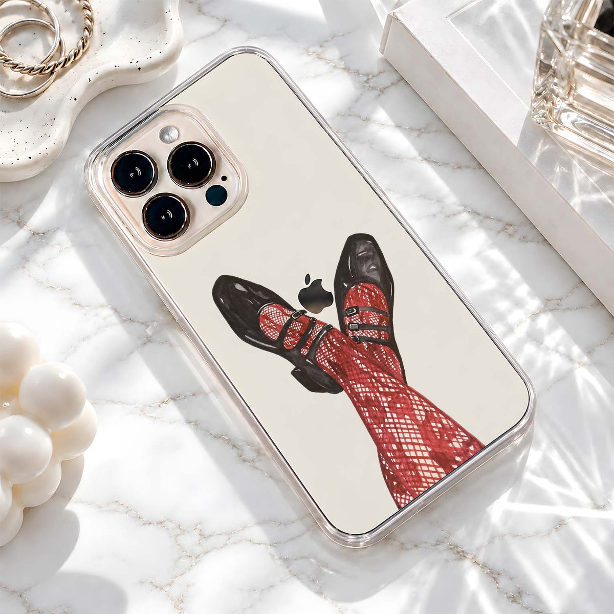 Red Fishnet Aesthetic Clear Silicon Cover
