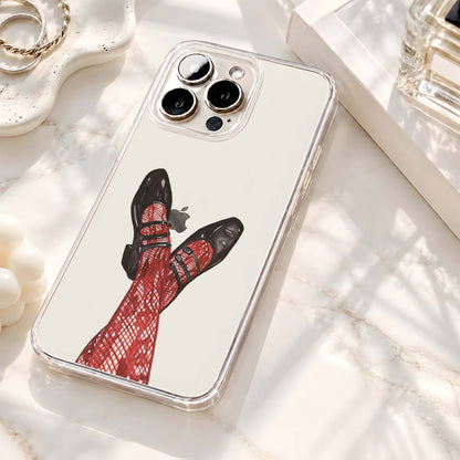 Red Fishnet Aesthetic Clear Silicon Cover