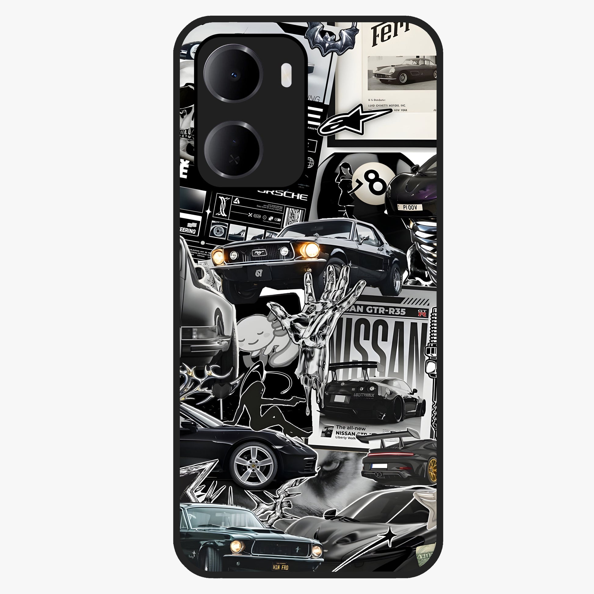 Aesthetic Dark Love Glass Case showing flat back view with dark romantic artwork and glossy glass finish.